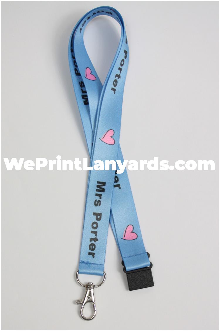 blue custom printed teachers personalised lanyard