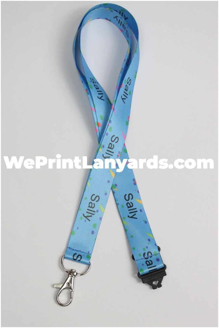 Blue spotted personalised name lanyard