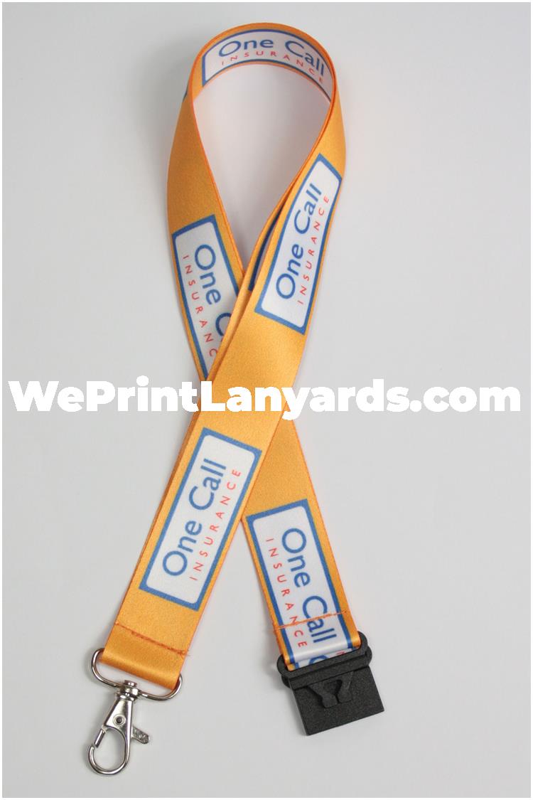 Yellow insurance company logo printed lanyard