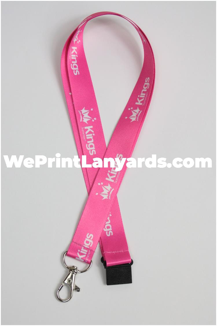 Pink printed lanyard with business logo