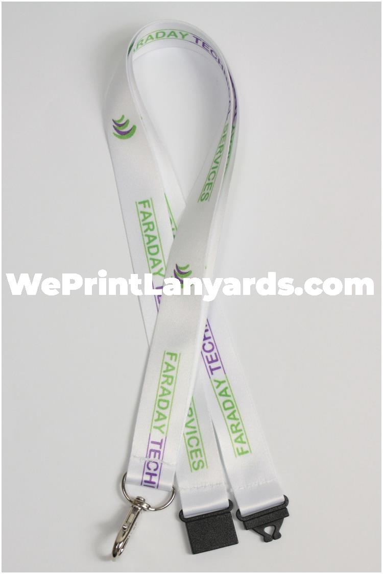 White corporate branded printed lanyard